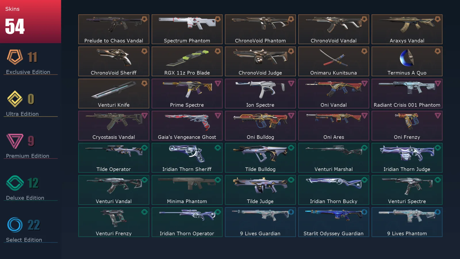 [Valorant] | EU | Level 85 | 21 Agents | 54 Skins