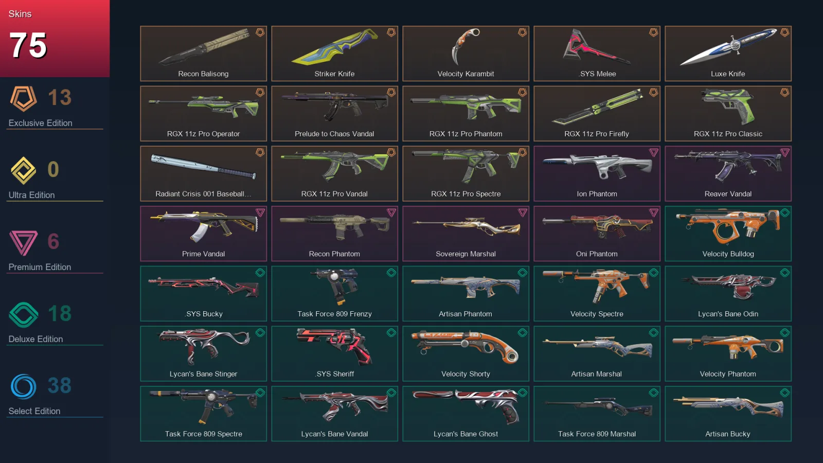 NA | Lv111 | Unranked | 75 Skin | 25 Agent | 76 Buddy — Unranked / Smurf Valorant