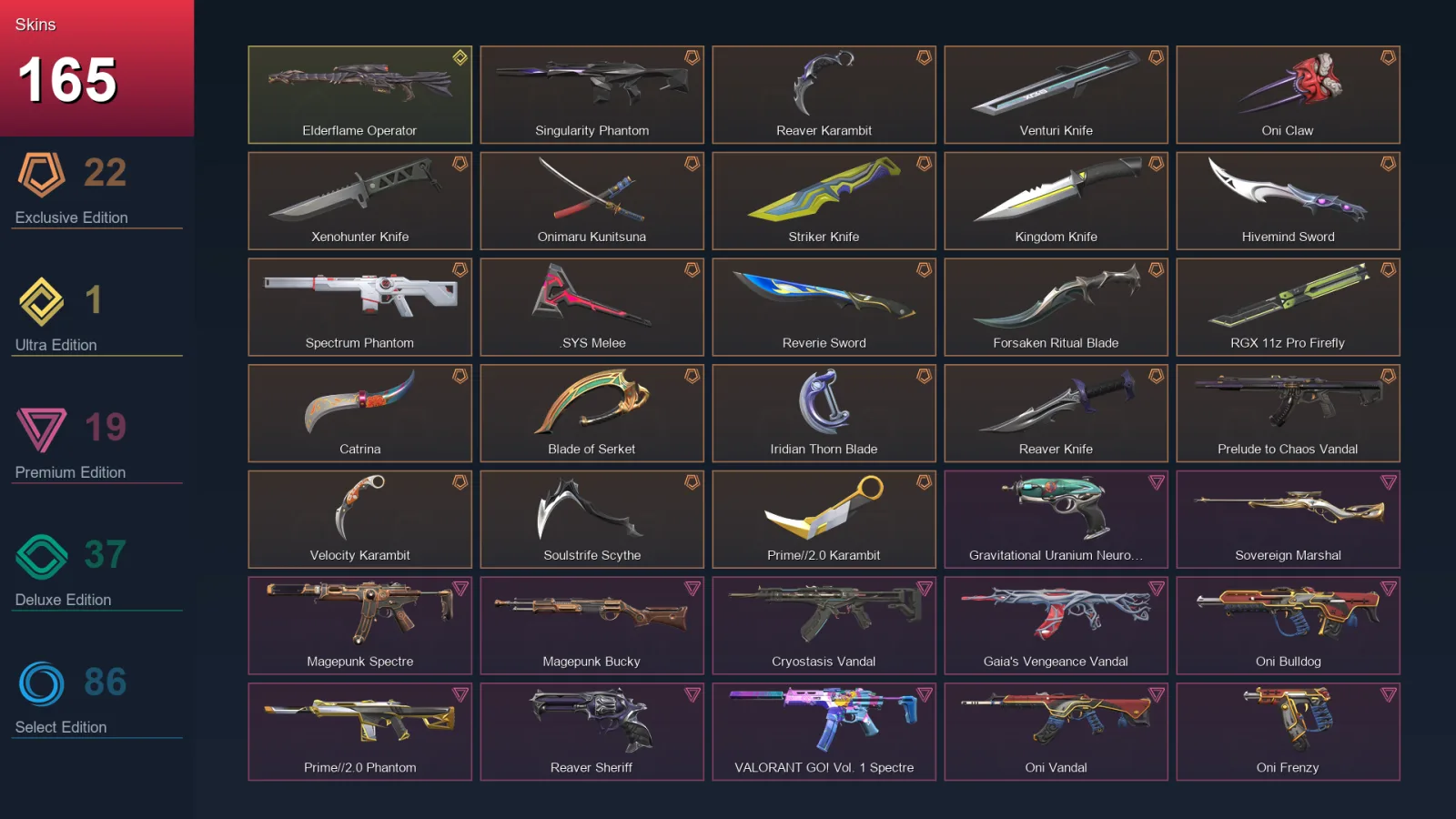 NA | Lv229 | Unranked | 165 Skin | 26 Agent | 151 Buddy — Valorant account