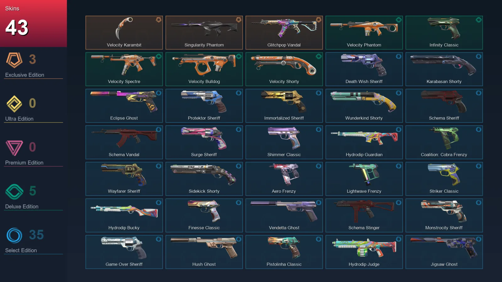 AP | Lv319 | Unranked | 43 Skin | 24 Agent | 110 Buddy