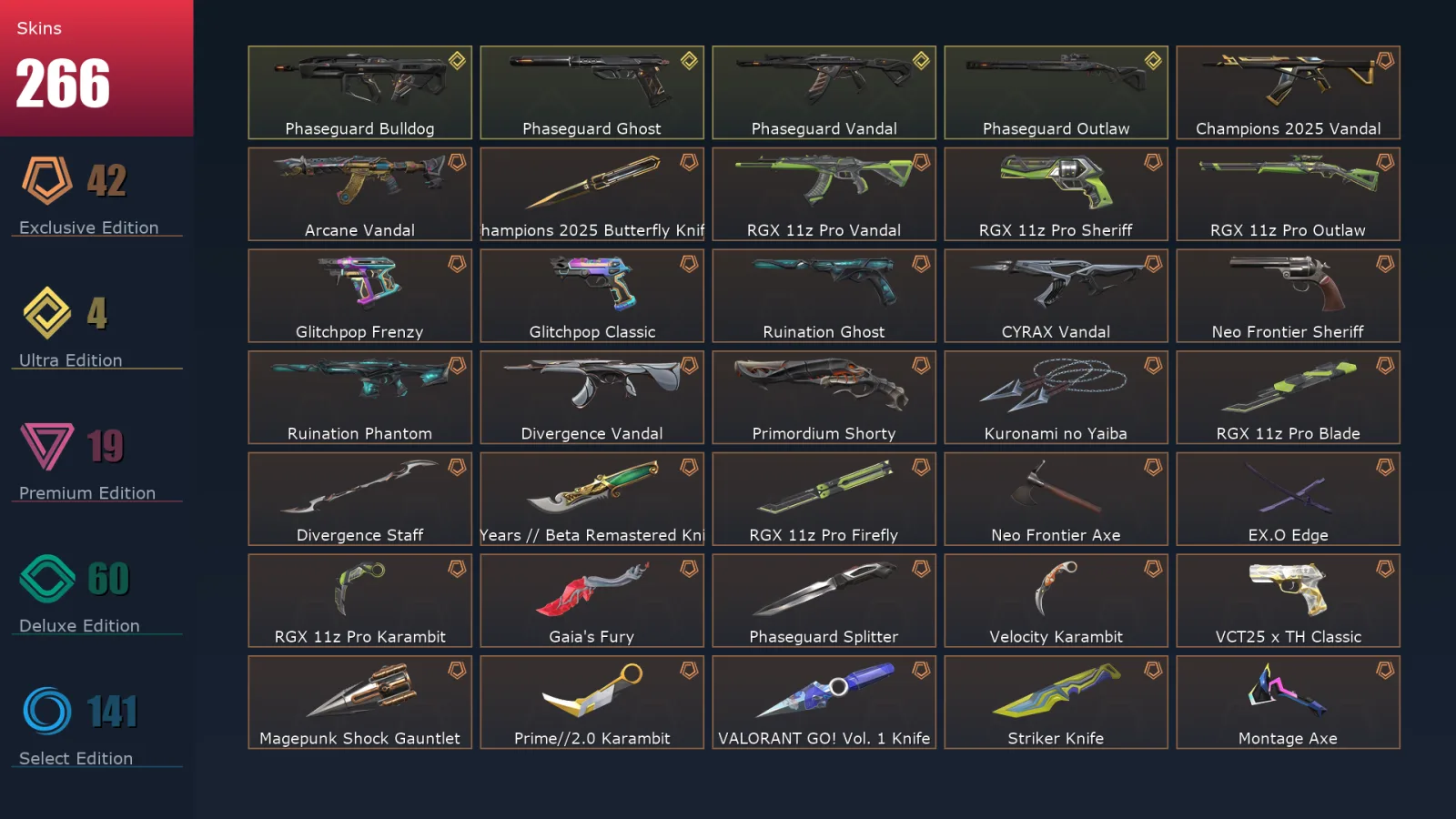[Valorant] | EU | Level 472 | 29 Agents | 266 Skins