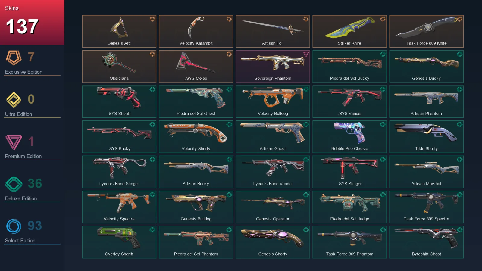AP | Lv695 | Unranked | 137 Skin | 27 Agent | 190 Buddy — Task Force 809 Phantom