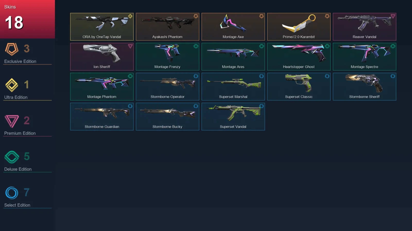 EU | Lv64 | Unranked | 18 Skin | 19 Agent | 21 Buddy