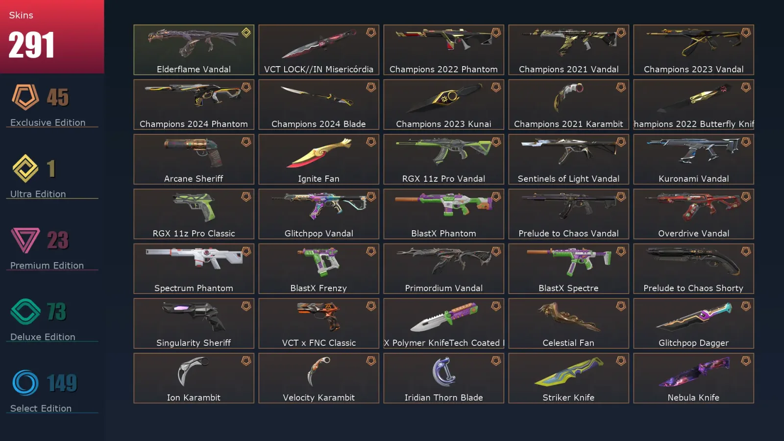 [Valorant] | EU | Level 258 | 26 Agents | 291 Skins — Valorant account