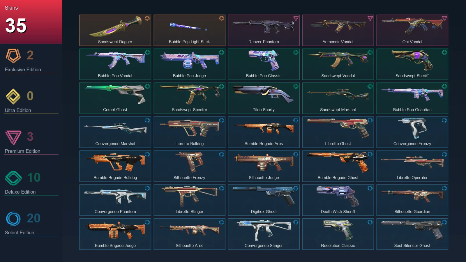 EU | Lv192 | Unranked | 35 Skin | 29 Agent | 87 Buddy