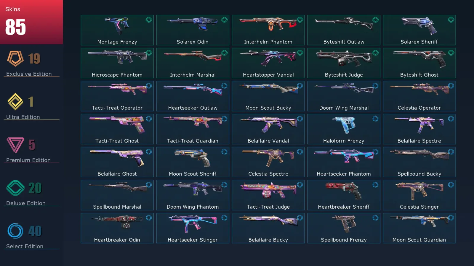 [Valorant] | EU | Level 199 | 28 Agents | 85 Skins