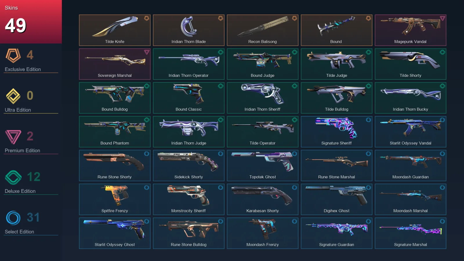 AP | Lv185 | Unranked | 49 Skin | 25 Agent | 77 Buddy — Valorant account