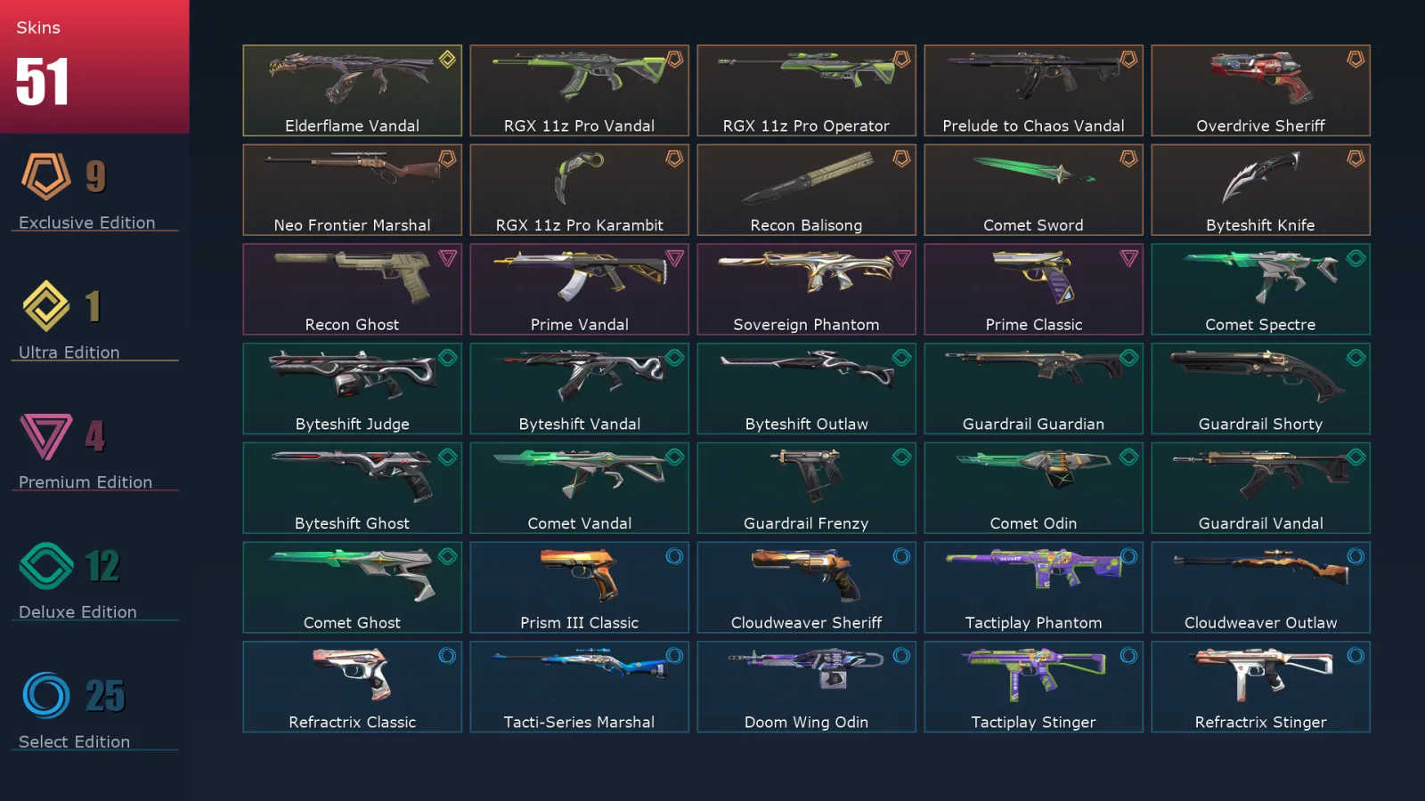 [Valorant] | EU | Level 110 | 28 Agents | 51 Skins