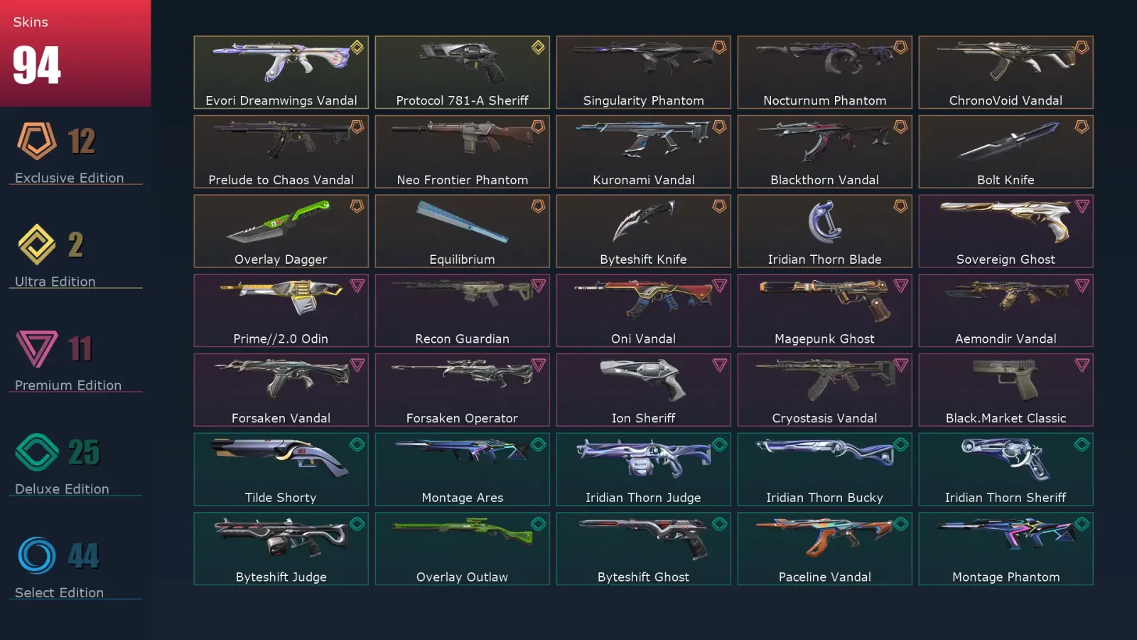 [Valorant] | EU | Level 336 | 29 Agents | 94 Skins — Valorant account