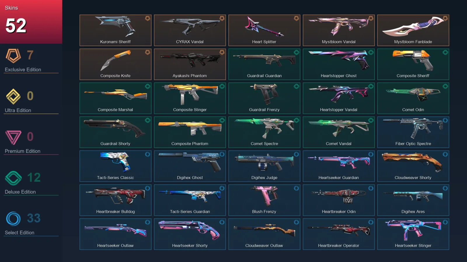 EU | Lv81 | Unranked | 52 Skin | 25 Agent | 55 Buddy