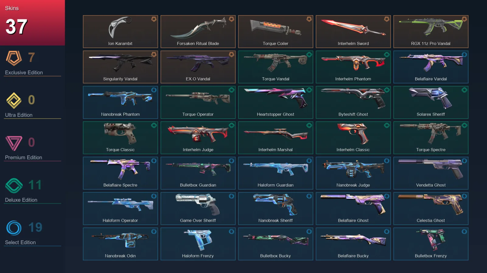 EU | Lv146 | Unranked | 37 Skin | 20 Agent | 57 Buddy