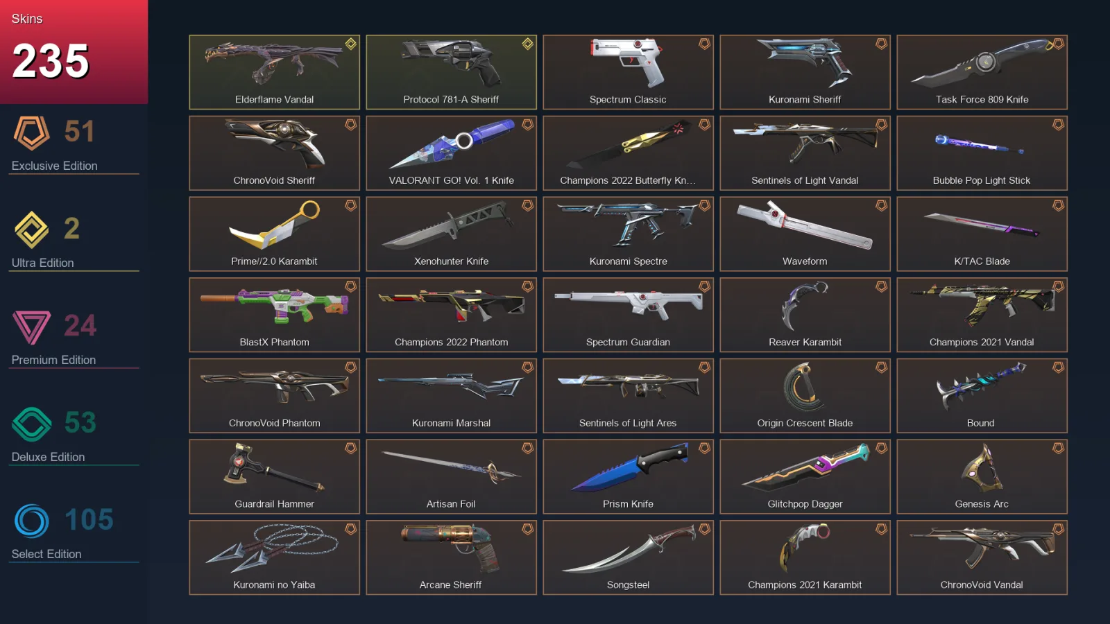 NA | Lv265 | Unranked | 235 Skin | 27 Agent | 183 Buddy — Valorant account