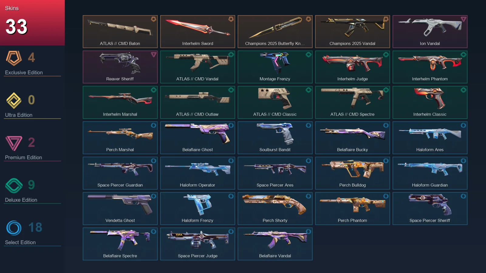 EU | Lv97 | Unranked | 33 Skin | 20 Agent | 41 Buddy