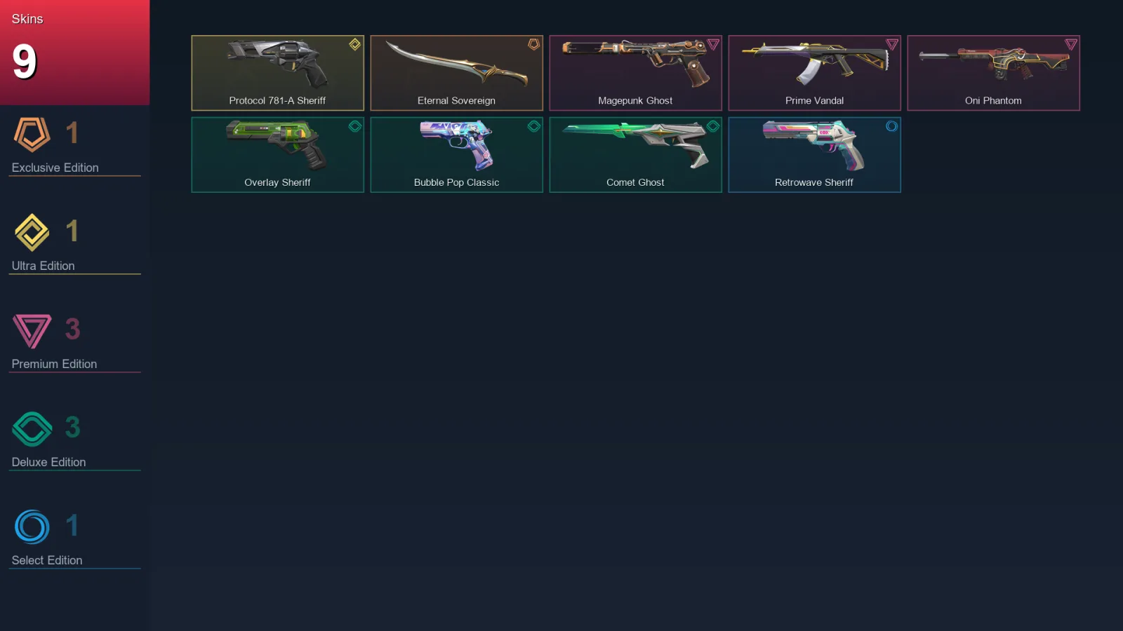 NA | Lv167 | Unranked | 9 Skin | 28 Agent | 40 Buddy