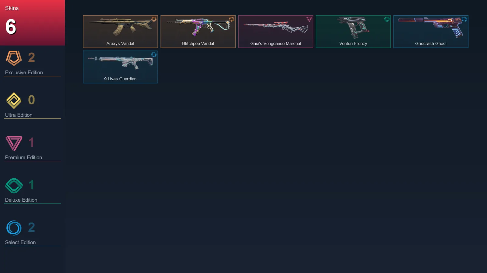 NA | Lv18 | Unranked | 6 Skin | 7 Agent | 8 Buddy