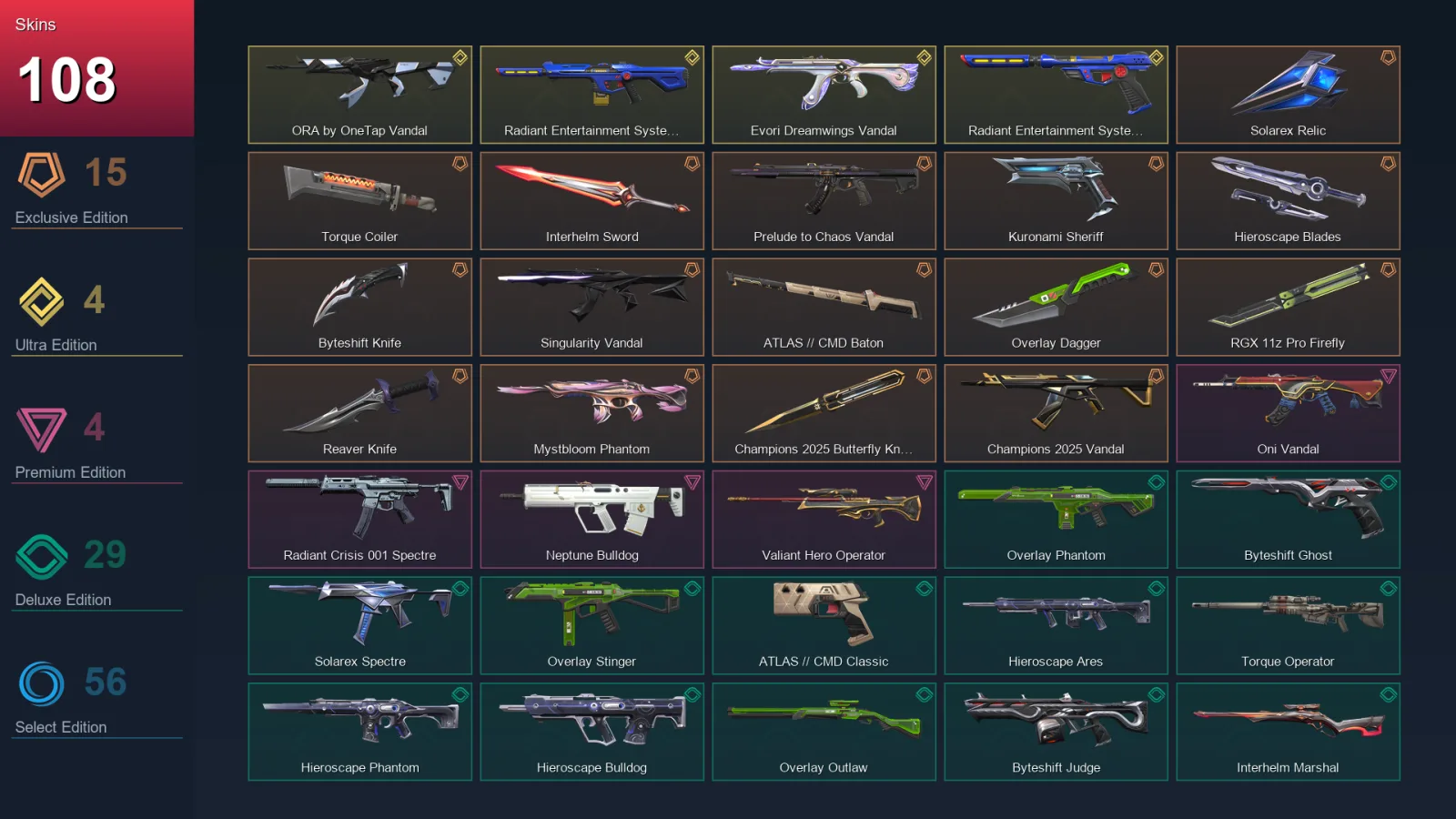EU | Lv191 | Unranked | 108 Skin | 27 Agent | 95 Buddy — Valorant account