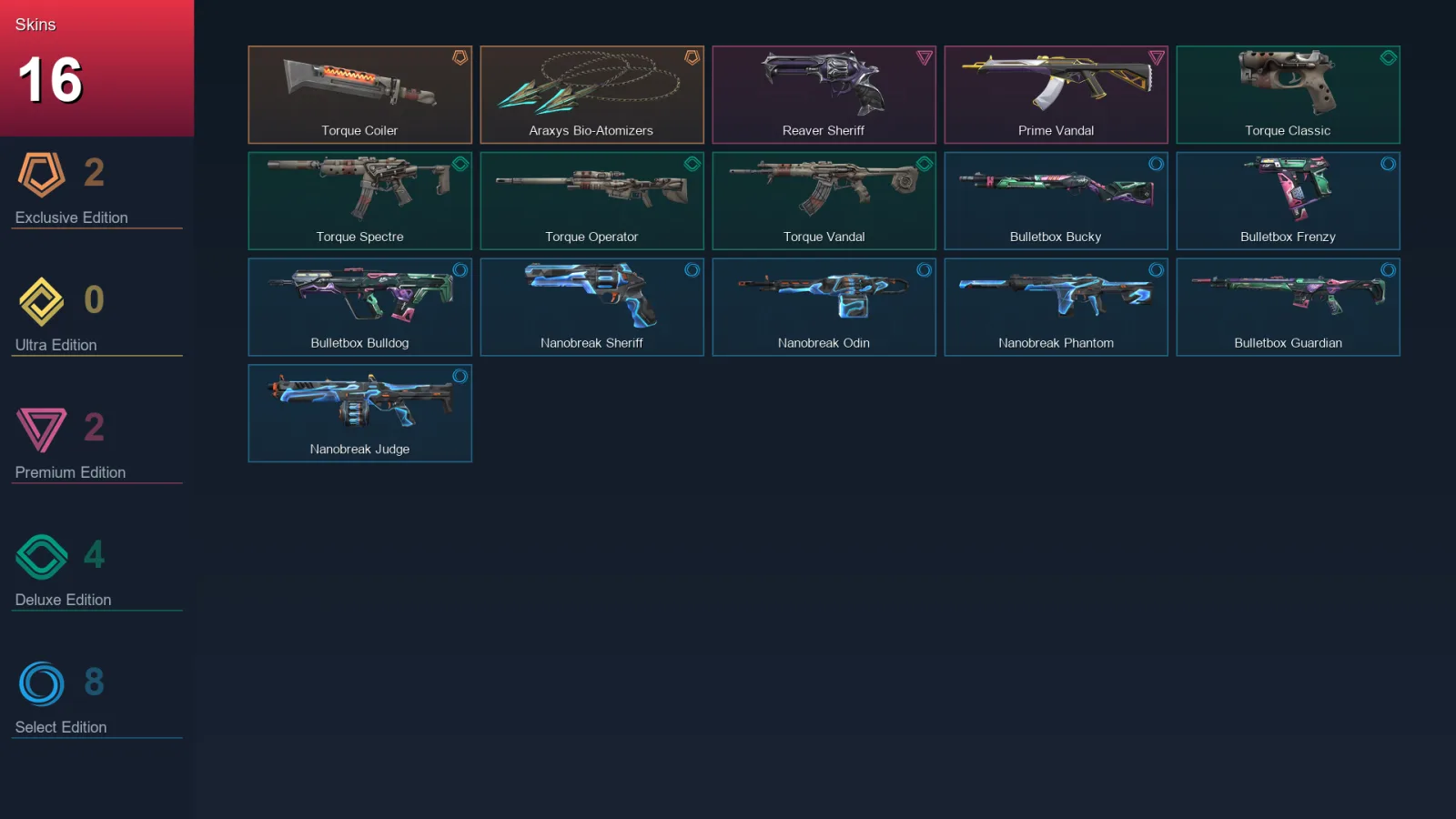 EU | Lv25 | Unranked | 16 Skin | 9 Agent | 11 Buddy