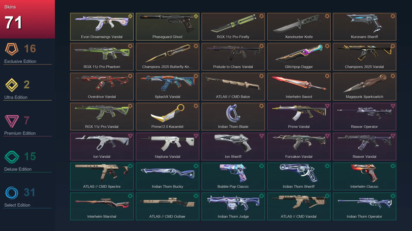 EU | Lv85 | Unranked | 71 Skin | 25 Agent | 54 Buddy