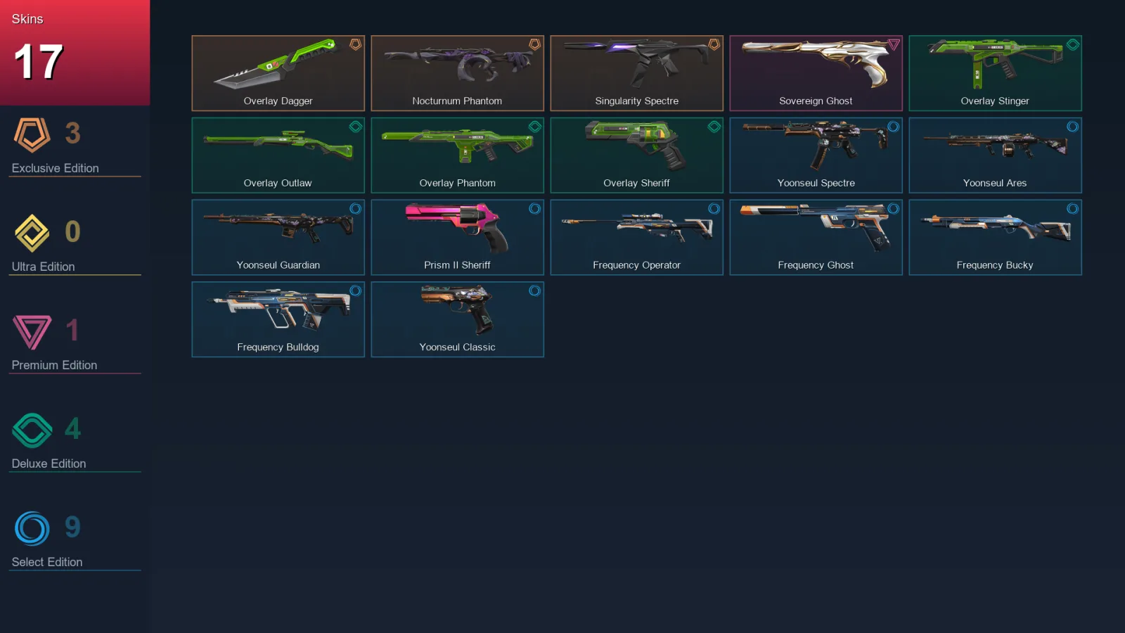 EU | Lv37 | Unranked | 17 Skin | 6 Agent | 15 Buddy