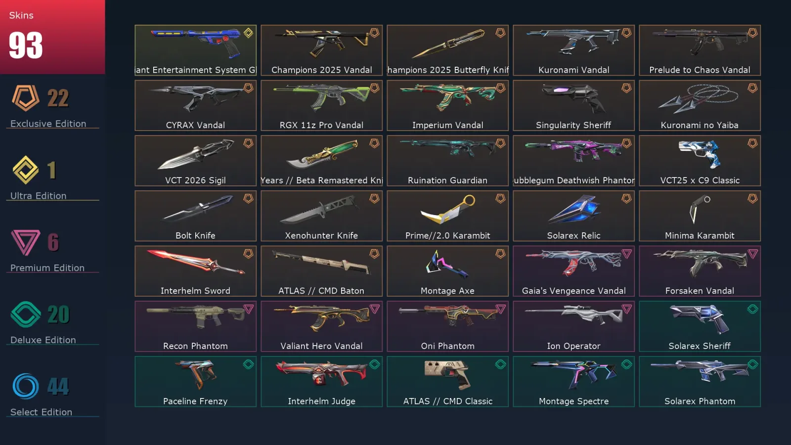 [Valorant] | EU | Level 66 | Ascendant 1 | 24 Agents | 93 Skins — Valorant account