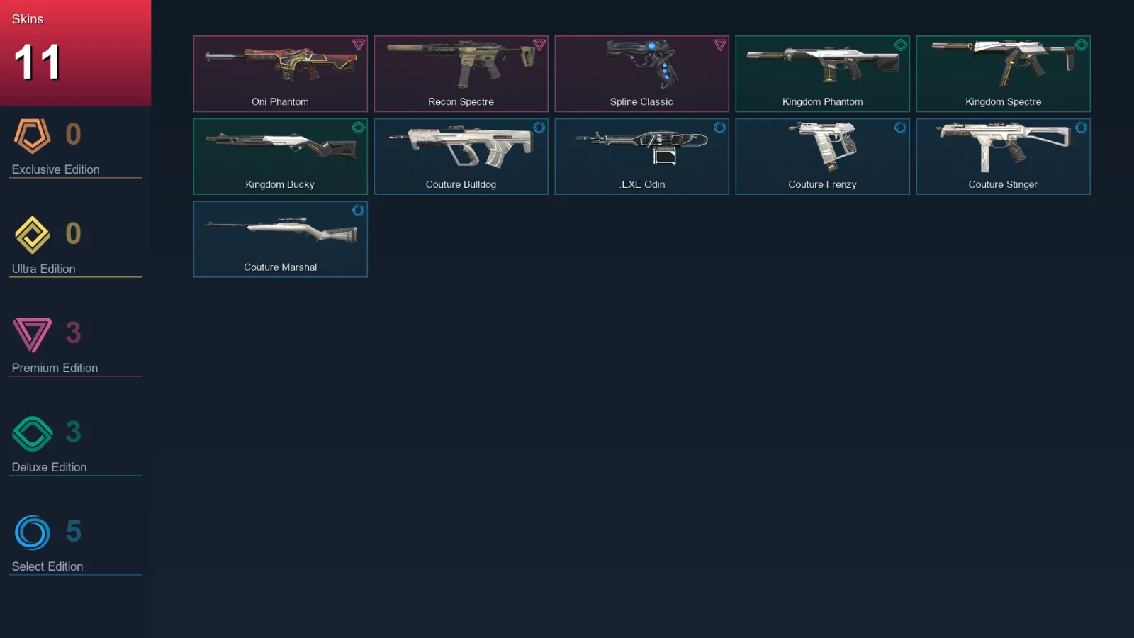 AP | Lv20 | Unranked | 11 Skin | 12 Agent | 14 Buddy