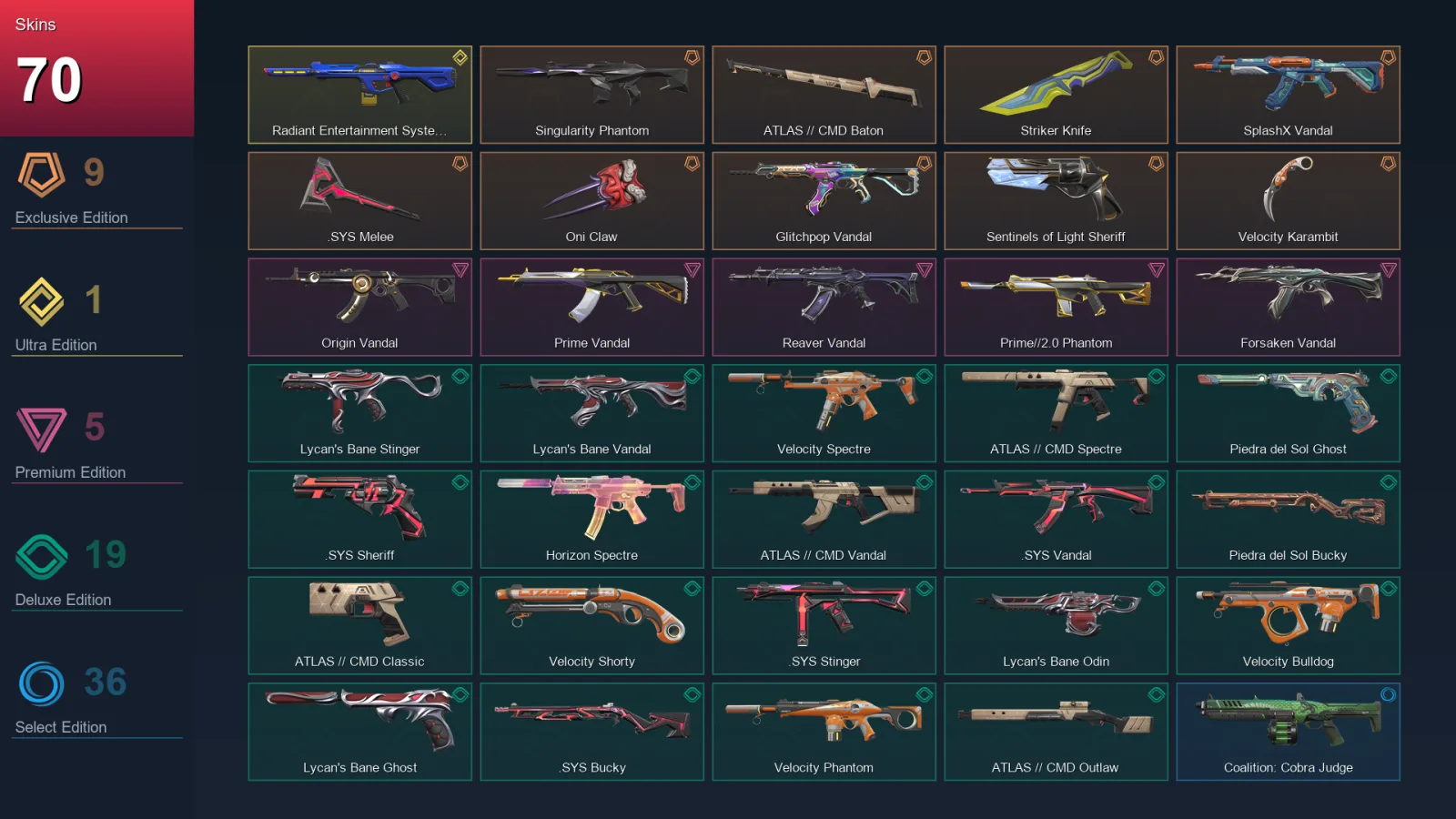 EU | Lv117 | Unranked | 70 Skin | 27 Agent | 70 Buddy &mdash; Valorant account with Marshal skin