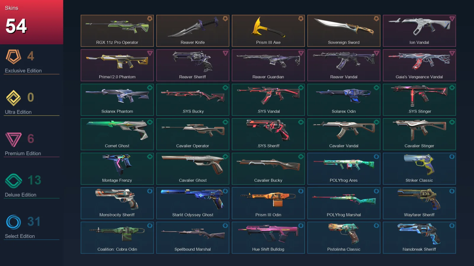 EU | Lv259 | Unranked | 54 Skin | 29 Agent | 127 Buddy — Valorant account