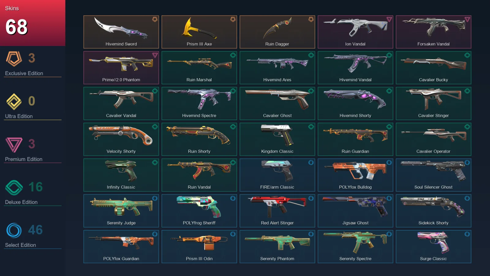 AP | Lv315 | Unranked | 68 Skin | 27 Agent | 125 Buddy
