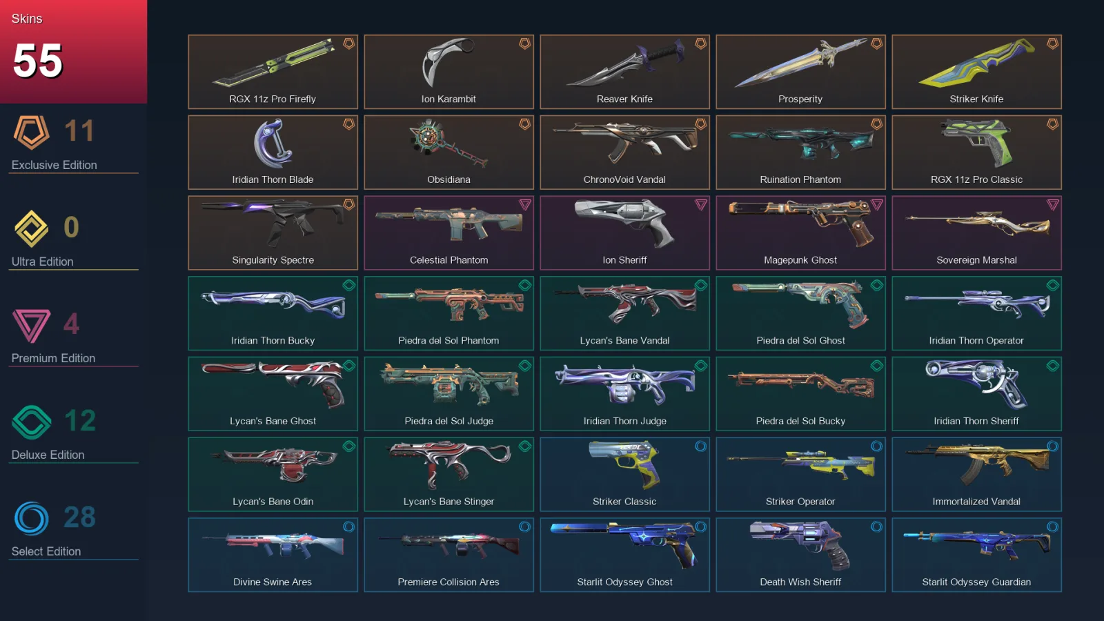 BR | Lv150 | Unranked | 55 Skin | 18 Agent | 71 Buddy