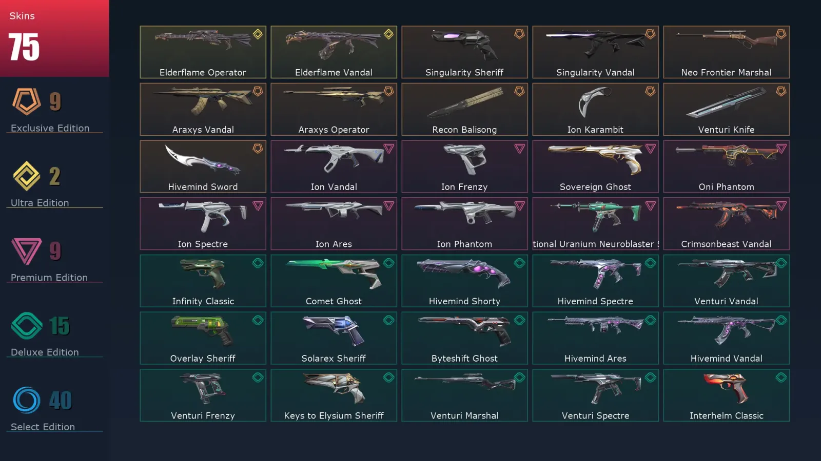 [Valorant] | EU | Level 401 | Gold 2 | 29 Agents | 75 Skins — Valorant account