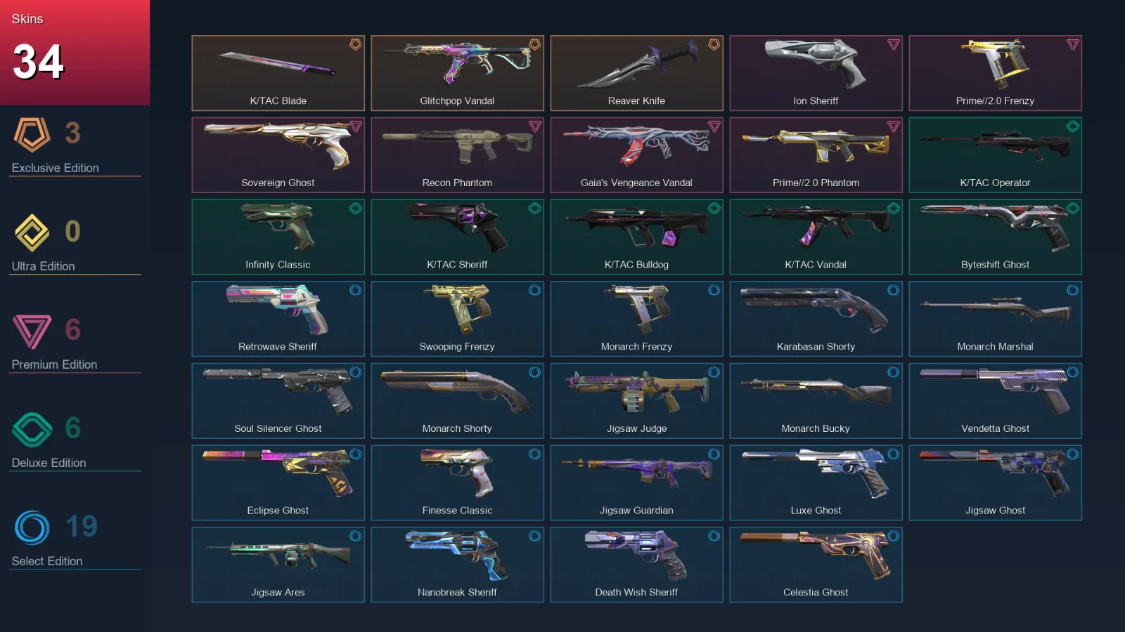 AP | Lv212 | Unranked | 34 Skin | 28 Agent | 91 Buddy