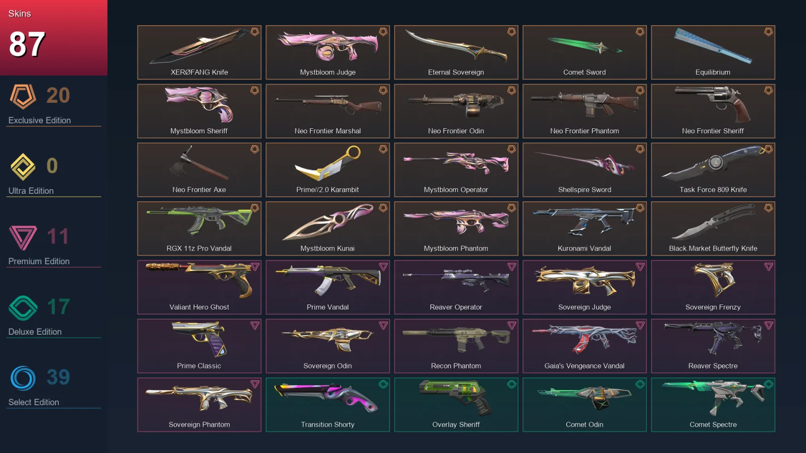 EU | Lv455 | Unranked | 87 Skin | 28 Agent | 127 Buddy — Valorant account