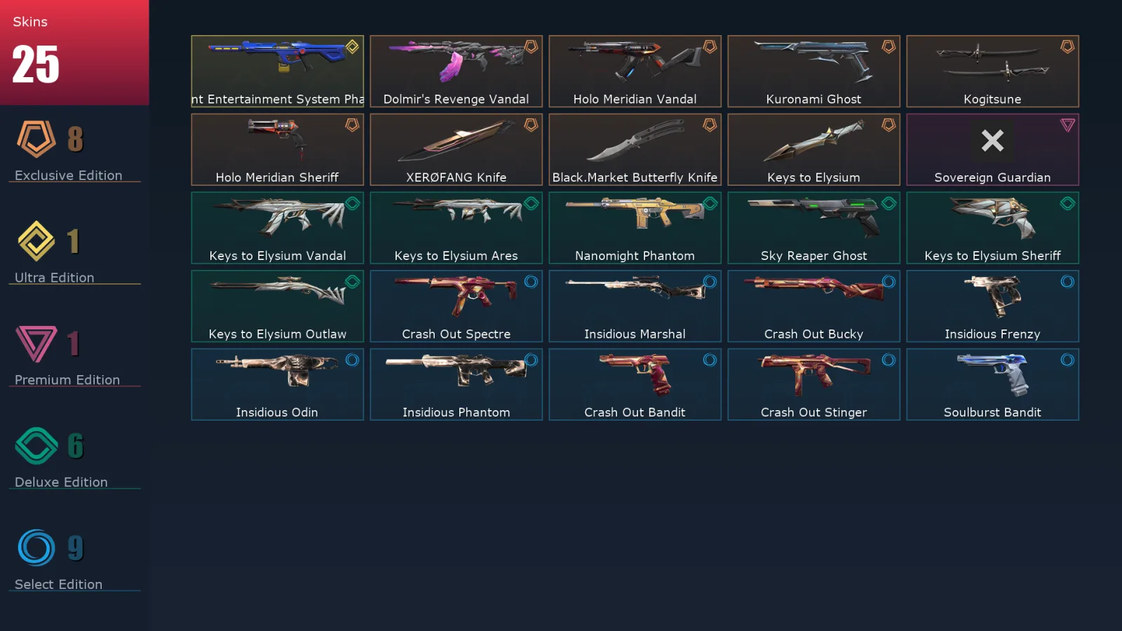 [Valorant] | EU | Level 61 | Diamond 1 | 18 Agents | 25 Skins