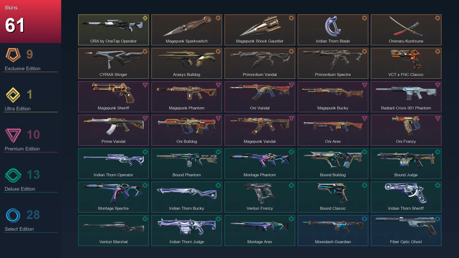 NA | Lv84 | Unranked | 61 Skin | 29 Agent | 54 Buddy — Valorant account
