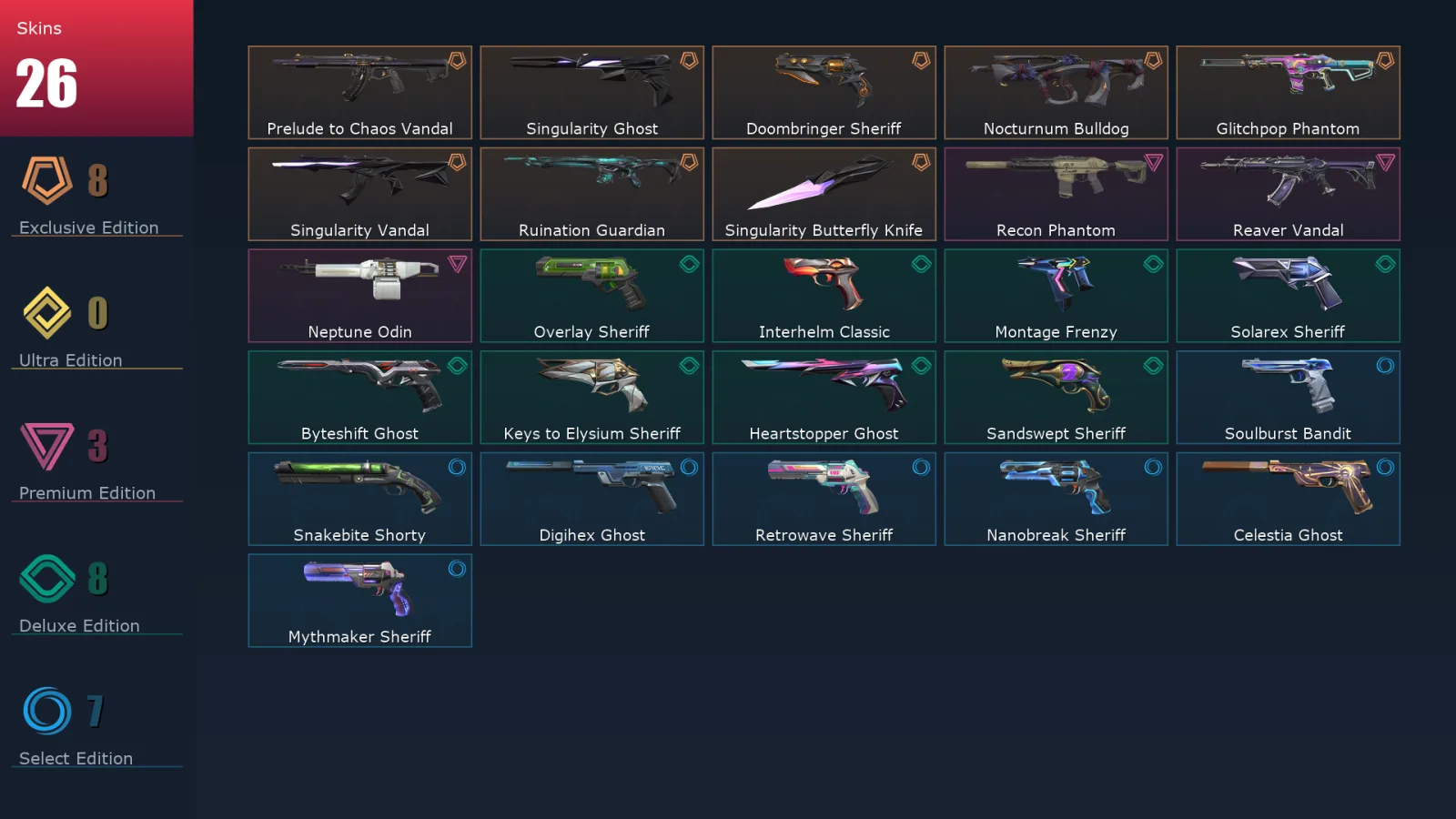 [Valorant] | EU | Level 360 | Gold 3 | 29 Agents | 26 Skins