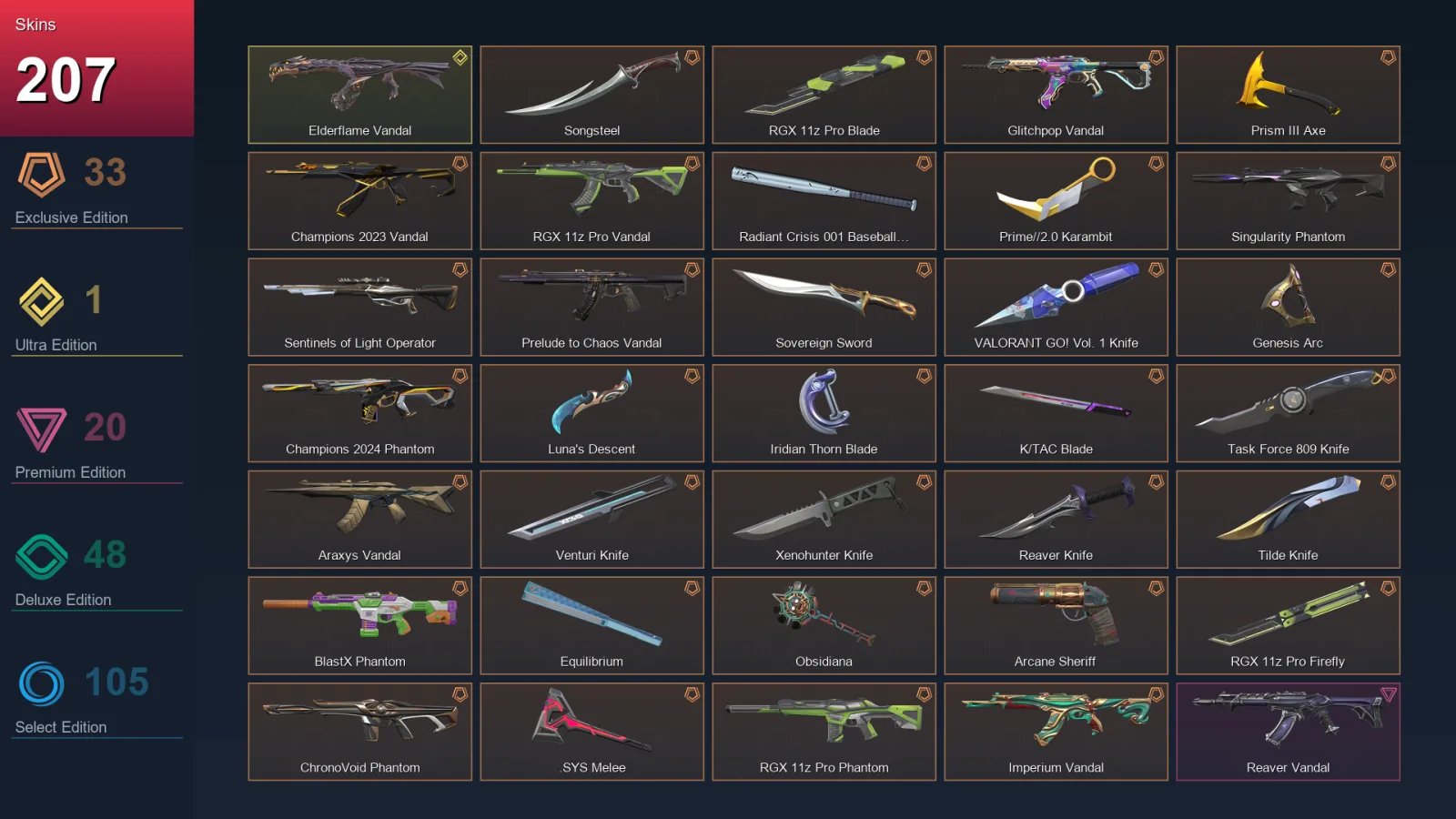 EU | Lv408 | Unranked | 207 Skin | 29 Agent | 201 Buddy
