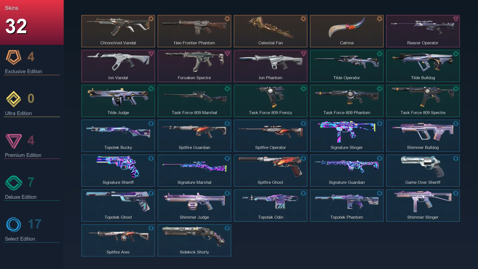 AP | Lv120 | Unranked | 32 Skin | 28 Agent | 79 Buddy