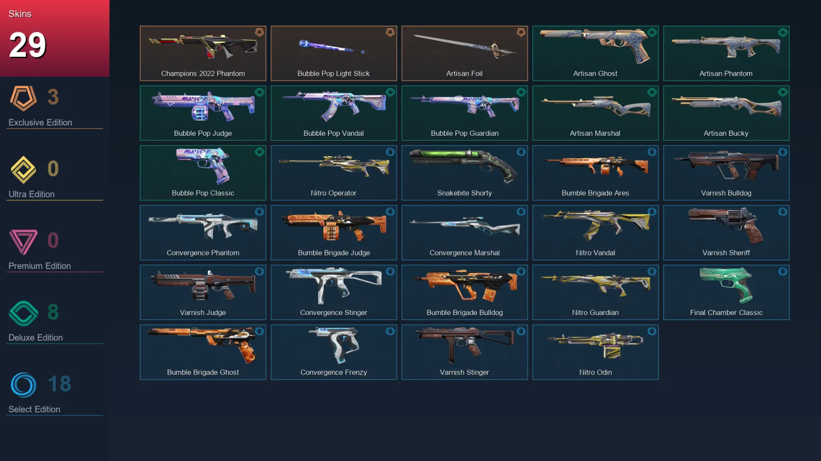 AP | Lv101 | Unranked | 29 Skin | 26 Agent | 62 Buddy