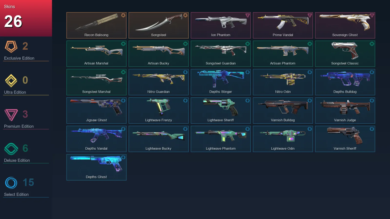 NA | Lv47 | Unranked | 26 Skin | 16 Agent | 27 Buddy