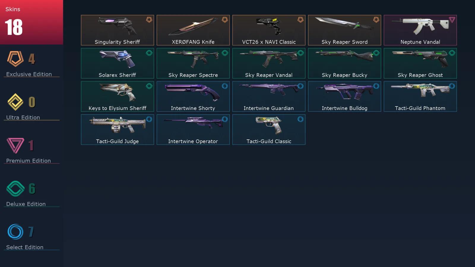 [Valorant] | EU | Level 88 | Ascendant 2 | 23 Agents | 18 Skins