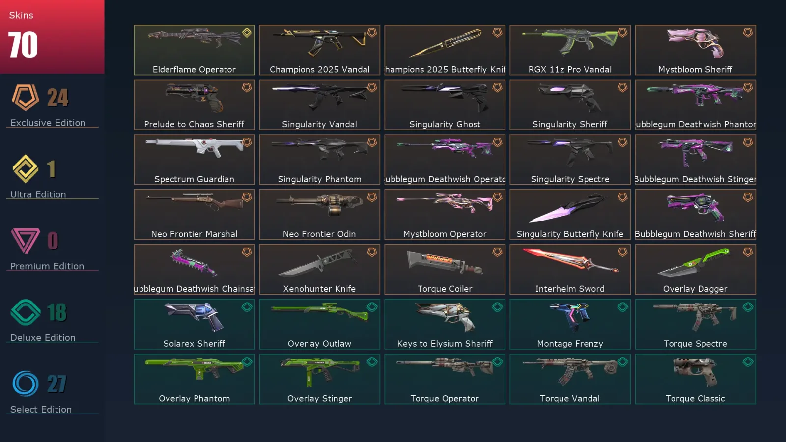 [Valorant] | EU | Level 270 | Silver 3 | 29 Agents | 70 Skins