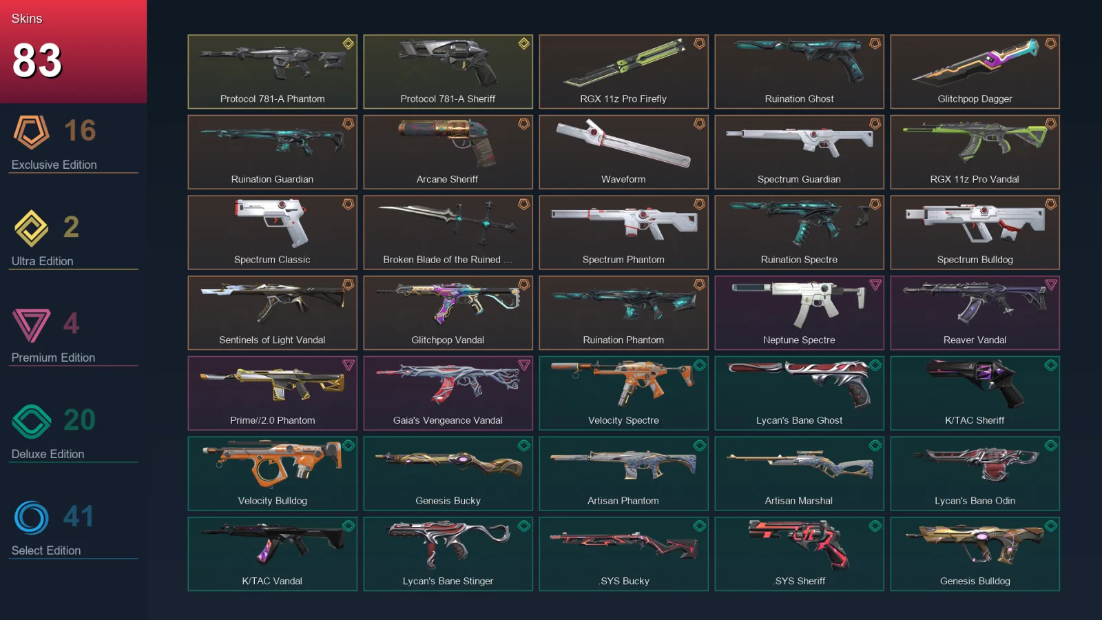 EU | Lv83 | Unranked | 83 Skin | 20 Agent | 73 Buddy