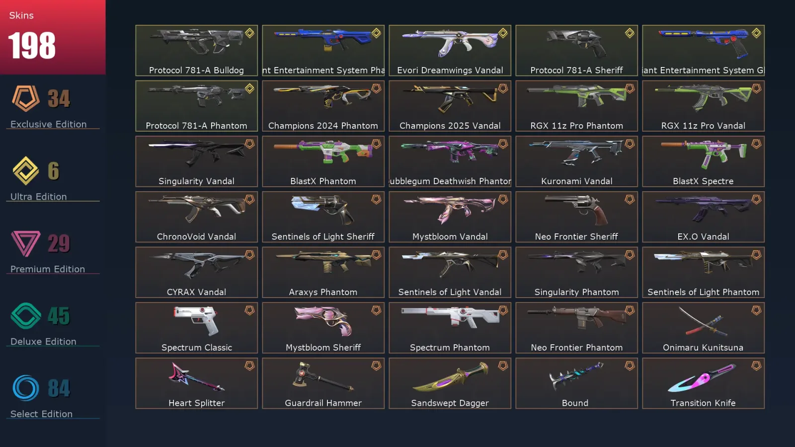 [Valorant] | EU | Level 403 | Bronze 2 | 29 Agents | 198 Skins