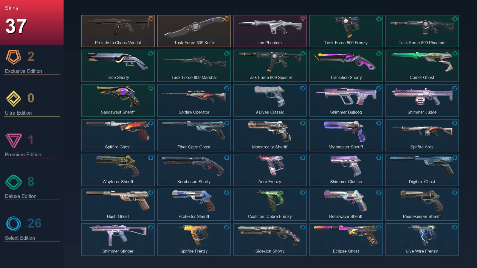AP | Lv297 | Unranked | 37 Skin | 24 Agent | 111 Buddy