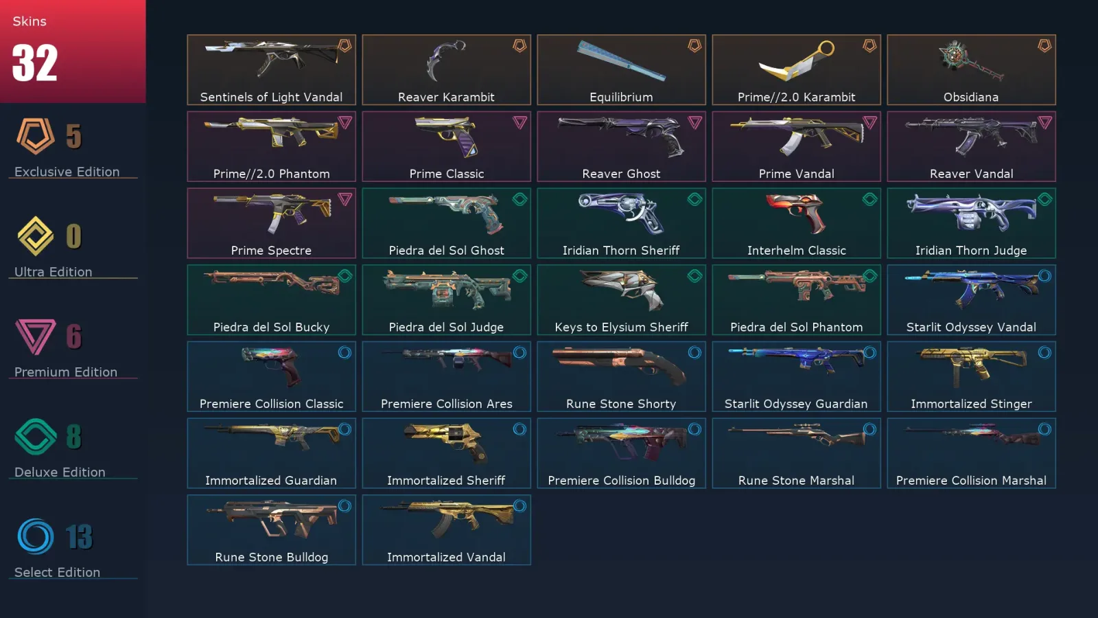 [Valorant] | EU | Level 86 | 26 Agents | 32 Skins