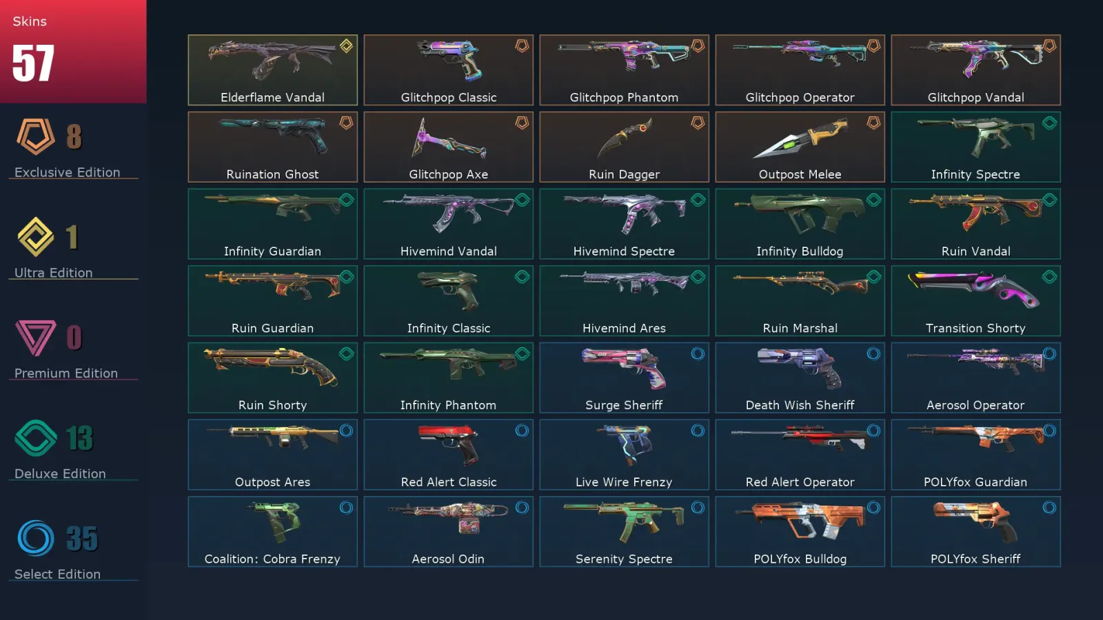 [Valorant] | EU | Level 169 | 22 Agents | 57 Skins — Valorant account