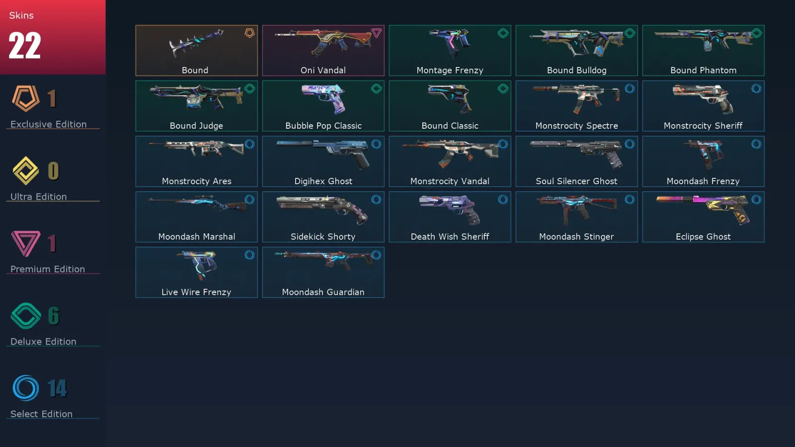 [Valorant] | EU | Level 201 | Diamond 3 | 29 Agents | 22 Skins