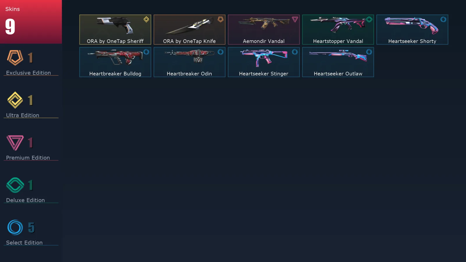 [Valorant] | EU | Level 16 | 7 Agents | 9 Skins