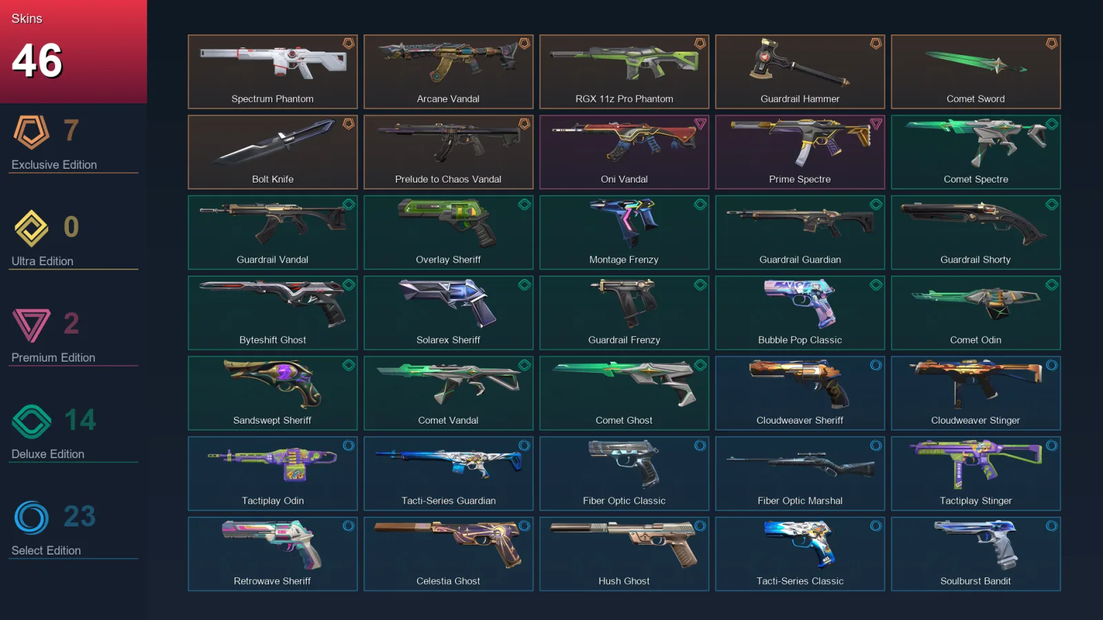 AP | Lv244 | Unranked | 46 Skin | 29 Agent | 108 Buddy