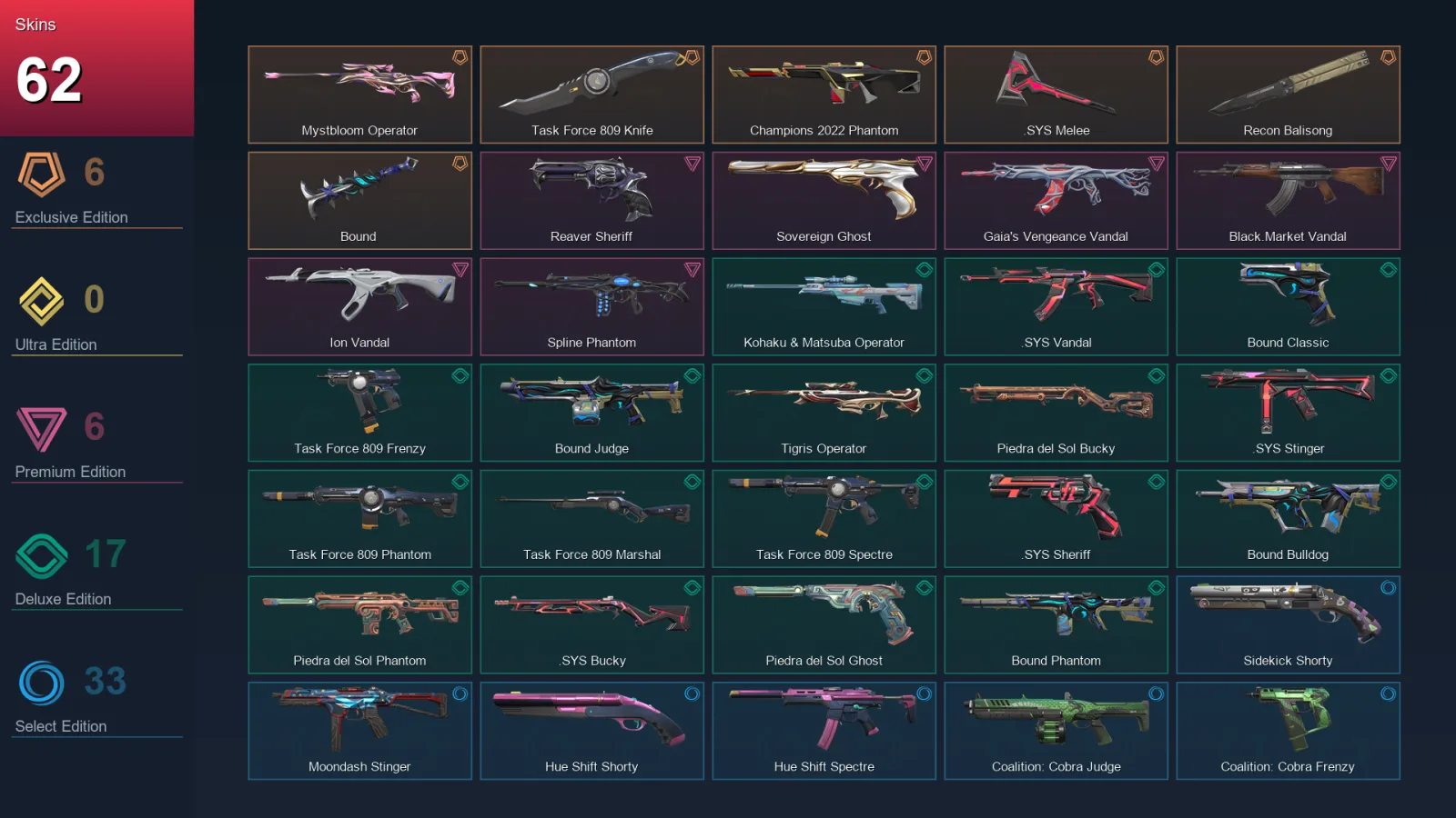 EU | Lv115 | Unranked | 62 Skin | 23 Agent | 67 Buddy — Valorant account